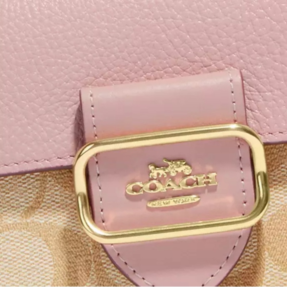 Coach Morgan Crossbody In Signature Canvas Pink With Snake Embossed Leather - Picture 2 of 11